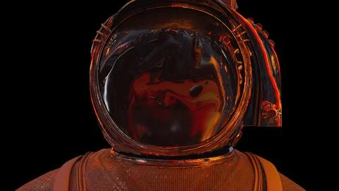 Cosmonaut with liquid reflection イラスト素材