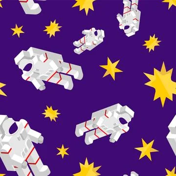 Cosmonaut pattern seamless. Astronaut background. Ornament of kids fabric Stock Illustration