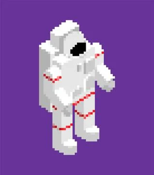 Cosmonaut pixel art. 8 bit Astronaut in spacesuit. pixelated illustration Stock Illustration