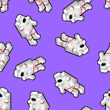 Cosmonaut pixel art pattern seamless. 8 bit Astronaut in spacesuit backgrou.. Stock Illustration