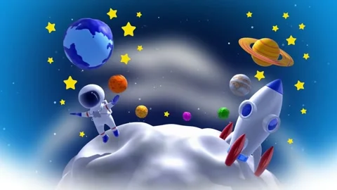 Cosmonaut. Space. Children's animation Video stock 137746147