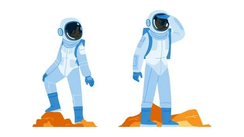 Cosmonaut space exploration colonization vector Stock Illustration