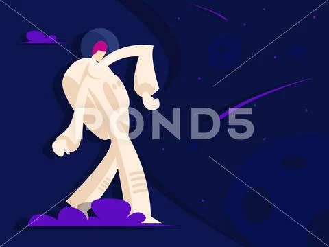 Cosmonaut in space Stock Illustration