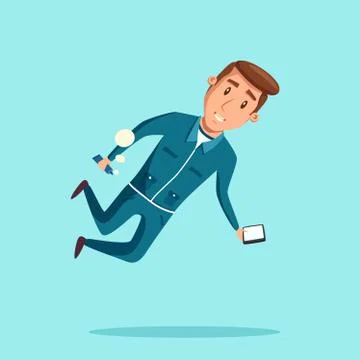 Cosmonaut in zero gravity. Vector cartoon illustration Stock Illustration