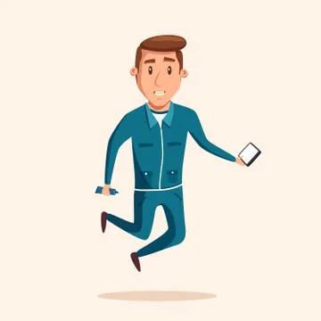 Cosmonaut in zero gravity. Vector cartoon illustration Stock Illustration