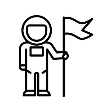 Cosmonautflat icon. Pictogram for web. Line stroke. Isolated on white backgro Stock Illustration