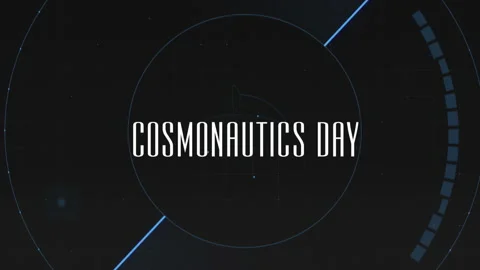 Cosmonautics Day with HUD elements in digital circle Stock Footage 232832514