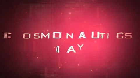 Cosmonautics Day with matrix elements on digital screen Stock Footage 232832409