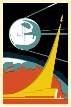 Cosmonautics day vector card, space card, space Stock Illustration