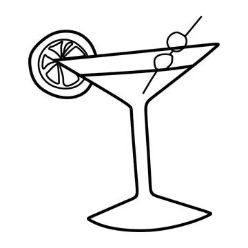 Cosmopolitan Cocktail doodle icon, Vector illustration. Isolated on White A.. Stock Illustration