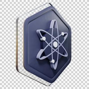 Cosmos (ATOM) Badge Crypto Isolated On White Background Blockchain Technology 3D Stock Illustration