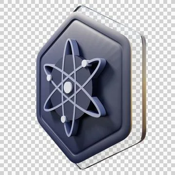 Cosmos (ATOM) Badge Right View Crypto Isolated On White Background Blockchain Stock Illustration