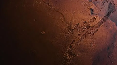Cosmos concept. Flight over Mars. Top view of the planet's surface. 3d Illust Ilustração Stock