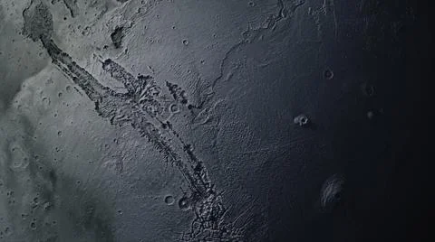 Cosmos concept. Flight over moon. Top view of the planet's surface. 3d Ilustração Stock