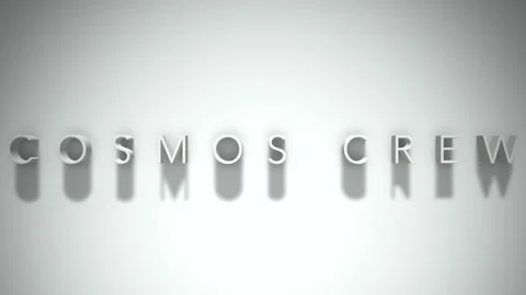 Cosmos crew 3D title animation with shadows on a white background Video stock 296842549