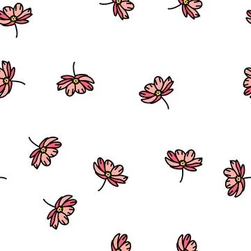 Cosmos flower spring vector seamless pattern Illustrazione stock