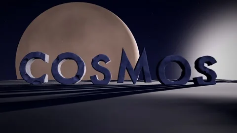Cosmos Monolithic Letters on a Barren Alien Plateau with a Planet Rising on the 스톡 동영상 341984735