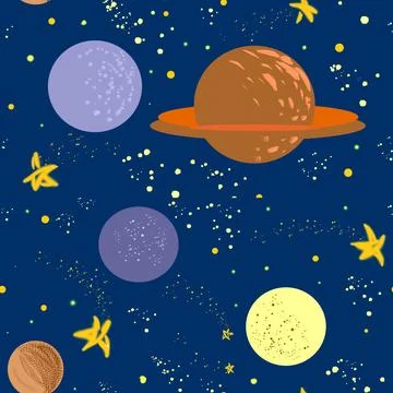 Cosmos seamless pattern Stock Illustration