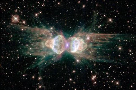 Cosmos, space and dust cloud in universe on black background with light, pattern Stock Illustration
