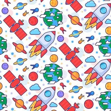 In cosmos space flying rocket spacecraft vector Illustrazione stock