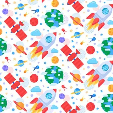 In cosmos space flying rocket spacecraft vector Illustrazione stock