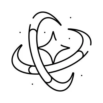 Cosmos star planet orbiting line art icon Stock Illustration