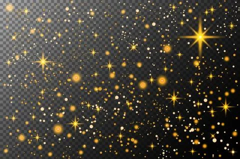 Cosmos. Vector gold glitter particles background effect for luxury greeting r Stock Illustration