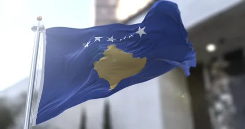 Cosovo-flag-waving-seamless-loop-4k-60fps Stock Footage 333354946