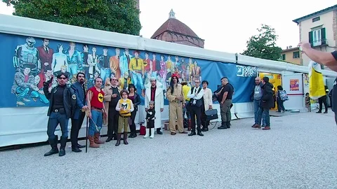 Cosplay of the Bonelli characters at Lucca Comics And Games 2018 Stock Footage 103937690