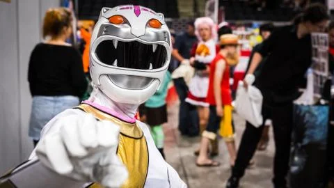 Cosplayer dressed as a character from 'Wild Force Power Rangers' Stock Photos