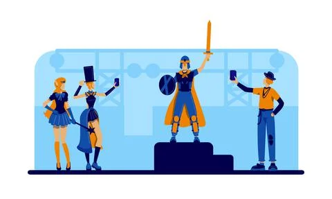 Cosplayer festival 2D vector web banner, poster Illustrazione stock