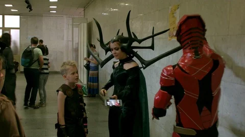 Cosplayers at Comic Con Stockbeeldmateriaal 90134691