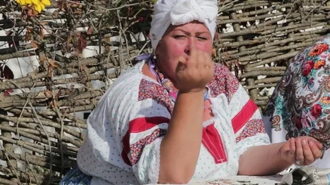 The Cossack clicks the seeds Stock Footage 81039940