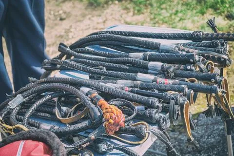 Cossack wicker lashes on the table Foto stock