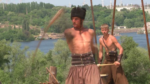 Cossacks theatrical performance Stock Footage 38617318