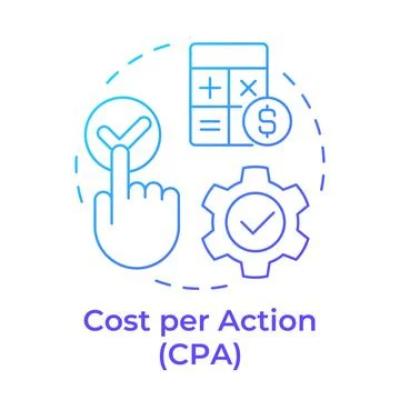 Cost per action blue gradient concept icon Stock Illustration