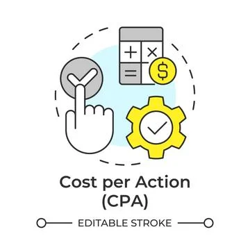 Cost per action multi color concept icon Stock Illustration