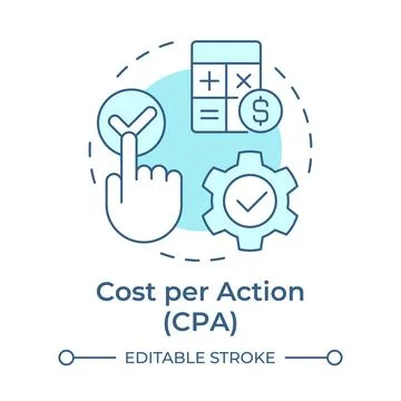 Cost per action soft blue concept icon Stock Illustration
