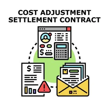 Cost adjustment settlement contract agreement managing financial expenses Stock-Illustration