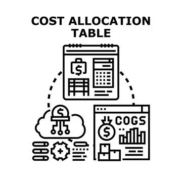 Cost allocation table for business expense management Stock Illustration