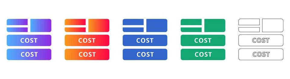 Cost Analysis Layout Icons Set Stockillustratie