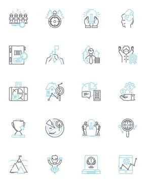 Cost analysis linear icons set. Budget, Expenses, Profitability, Overhead Illustrazione stock