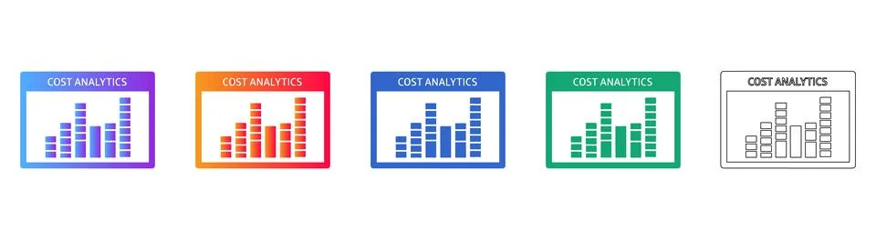 Cost Analytics Performance Icon Set イラスト素材