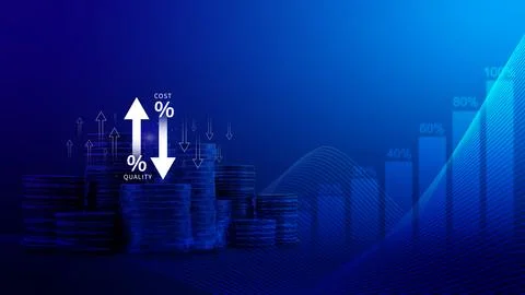 Cost and quality control concept. Quality increase and cost optimization fo.. Stock Photos