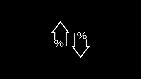 Cost and reduction concept. down arrow with start up arrow with parentage. Stock Footage 293484628