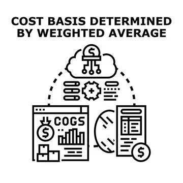 Cost basis determined by weighted average calculation 스톡 일러스트
