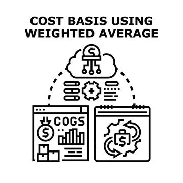 Cost basis using weighted average calculation method Stock Illustration