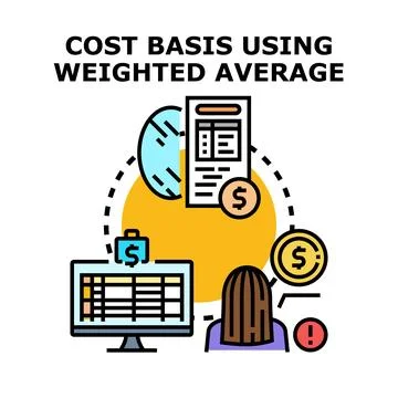 Cost basis using weighted average calculation concept Stock Illustration