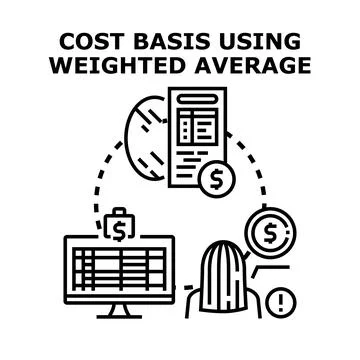 Cost basis using weighted average calculation concept Stock Illustration