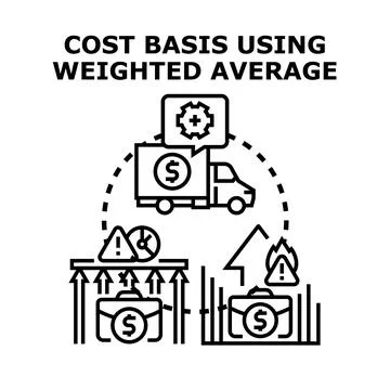 Cost basis using weighted average calculation for investment Stock Illustration